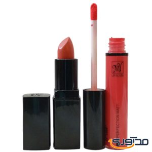 رژ لب مایع Perfection Matt Lipgloss 06 + رژ لب جامد Satin Lux lipstick 13 مای